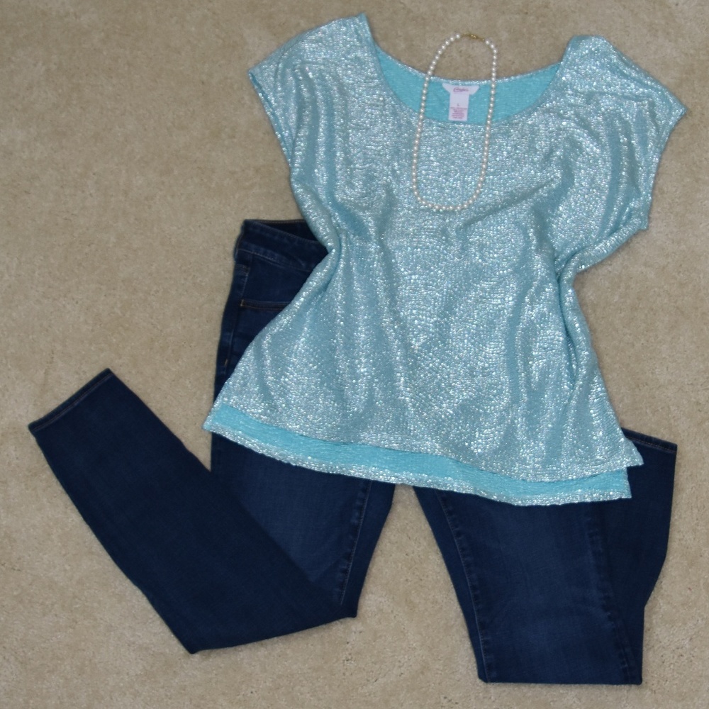 Candie's Metallic Light Blue Shirt Size L